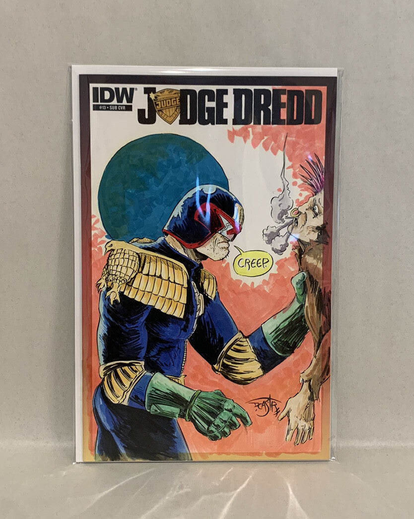 JUDGE DREDD #13 Blank Sketch Variant Cover Comic 2013 W Original Art Dave Castr