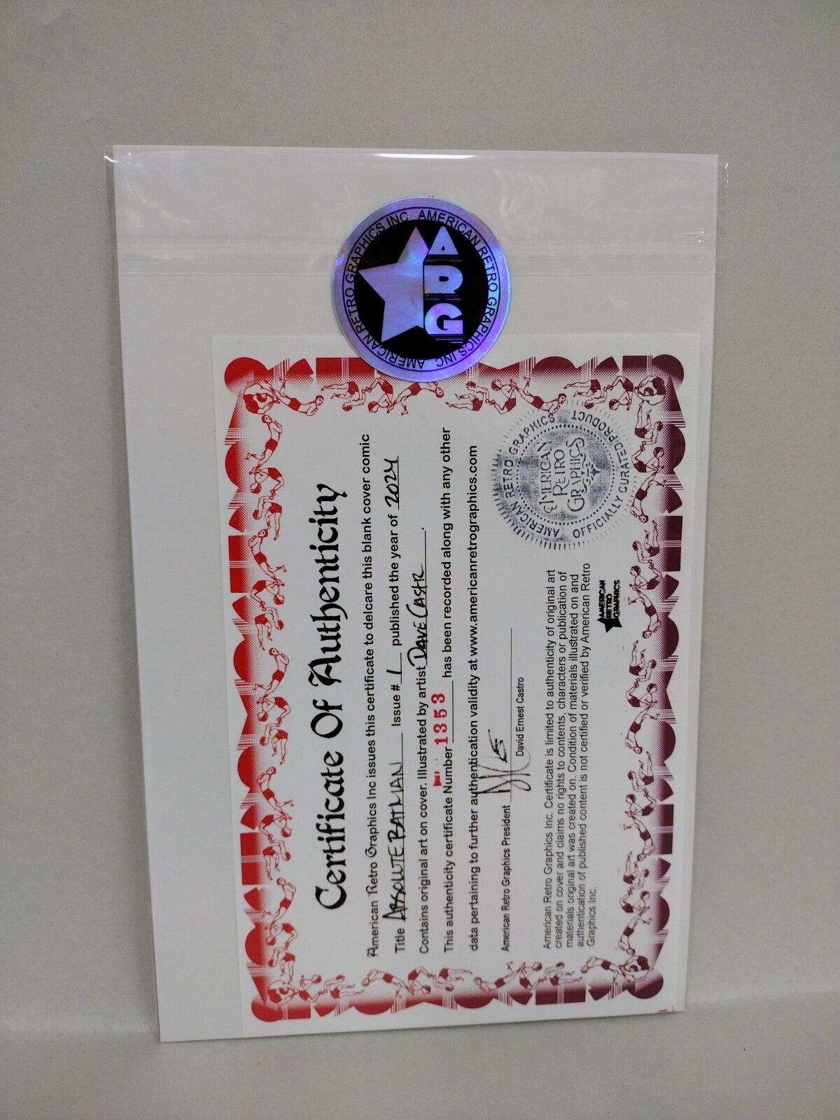 Absolute Batman 1 (2024) DC Comic Sketch Variant Cover W Original Dave Castr Art