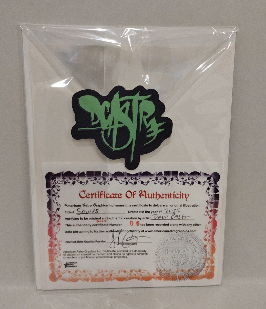 Squres Original (2023) Rebel Dave Castr 8 X 6" Pencil Ink Illustration W COA #4