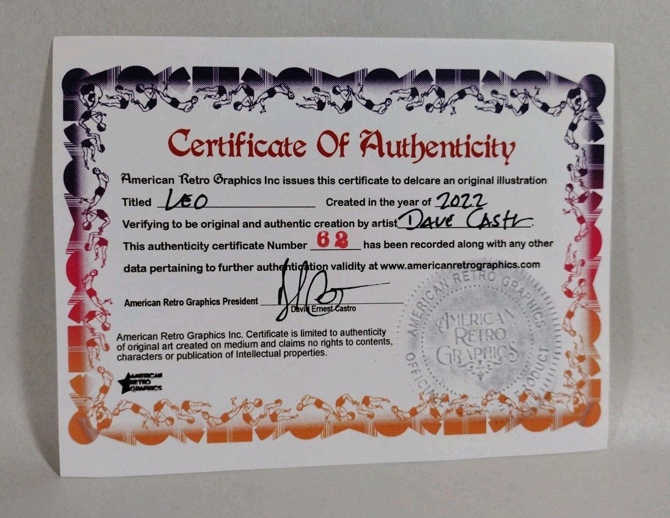 Leo 9 x 12" Original Dave Castr TMNT Inked Comic Fan Art W ARG COA 62