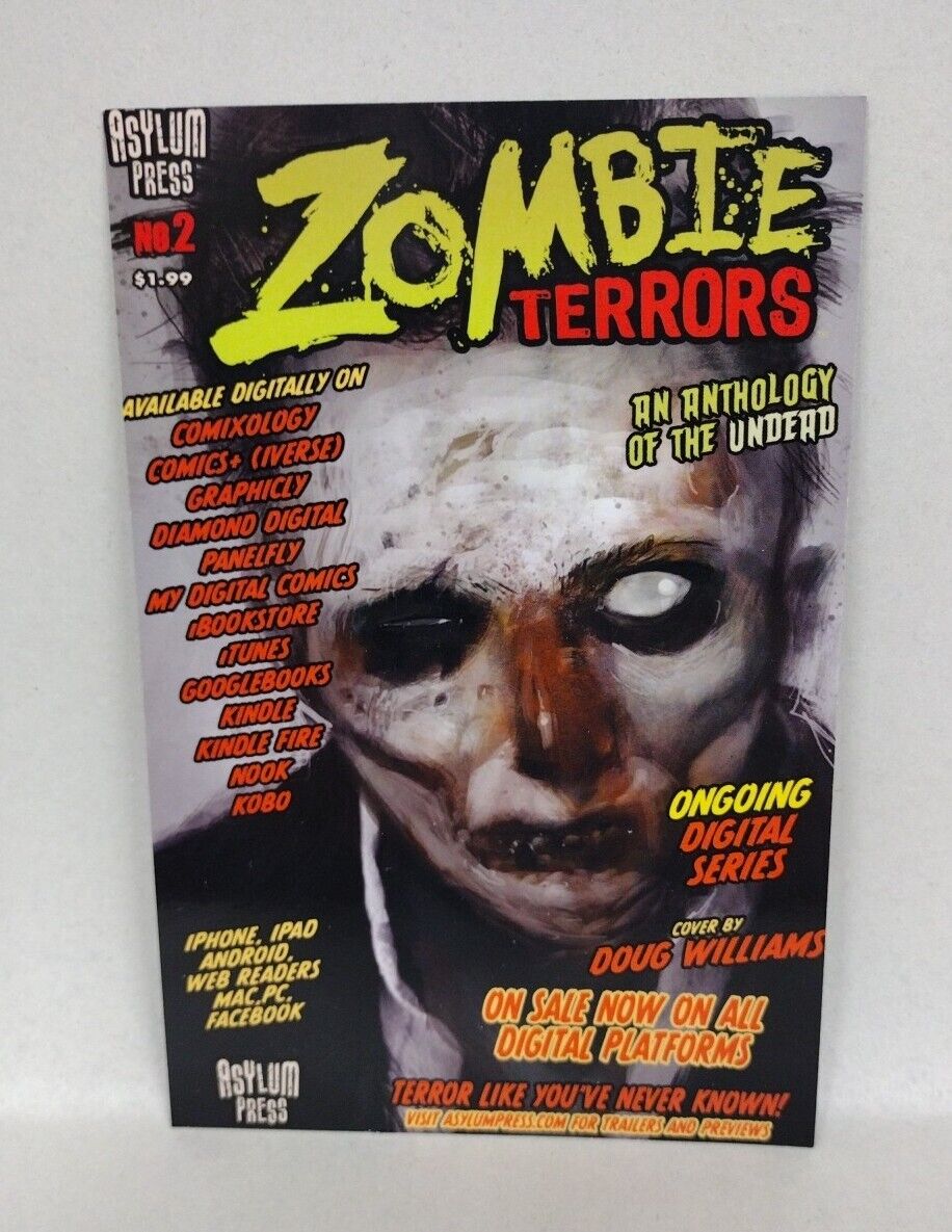 Zombie Terrors (2010) 14 X 8.5 Asylum Press Promotional Poster + Postcard Signed