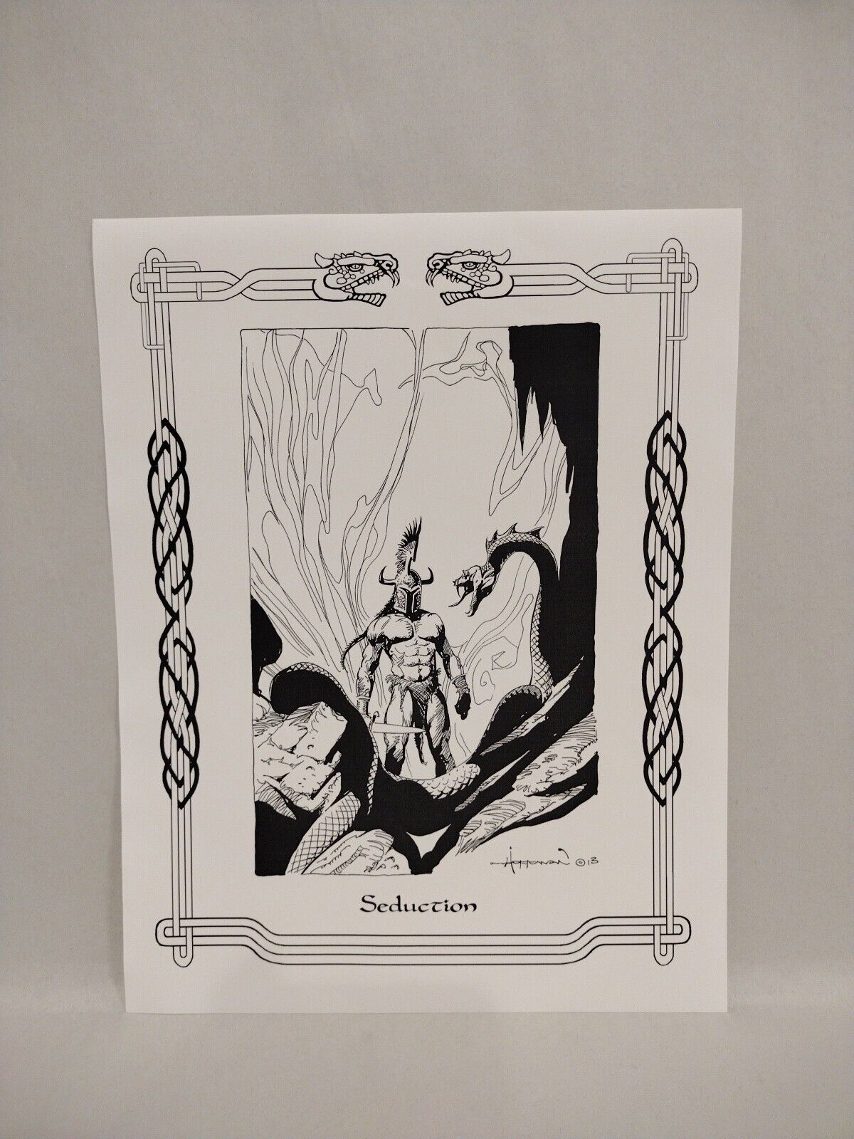 Machiste Serpent Slayer Original Mike Hoffman 11 X 17 Pin-Up Inked Art Signed