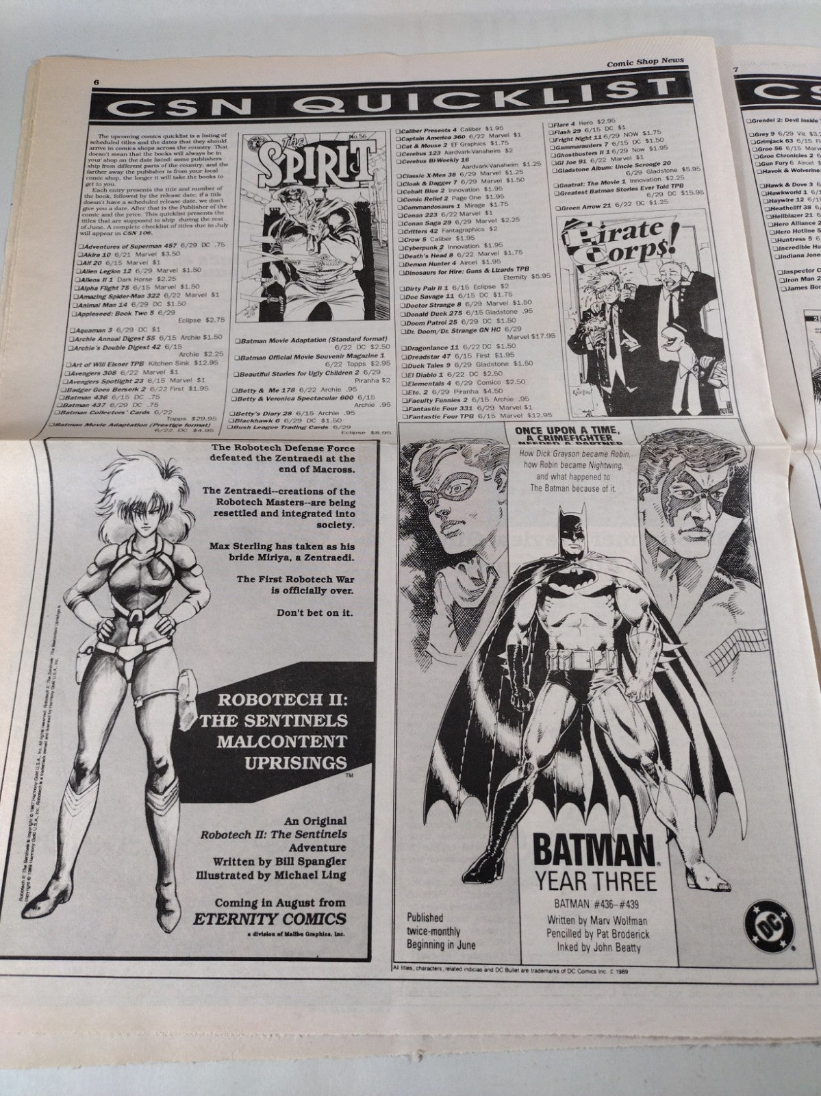 Comic Shop News #103 June 14th 1989 Newsletter The Shadow Punisher Batman Year 3
