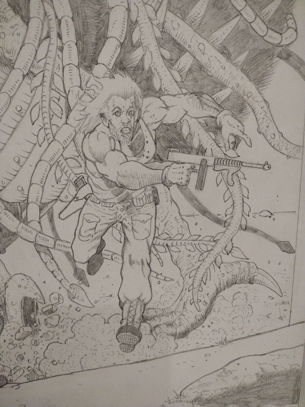 Joe Vigil Original DOG Comic Double Page Pencil Illustration 22 X 17" Signed