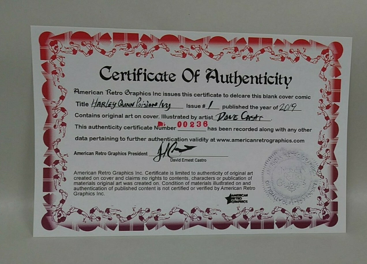 Harley Quinn Poison Ivy 1 (2019) DC Sketch Cover Comic W Original Dave Castr Art