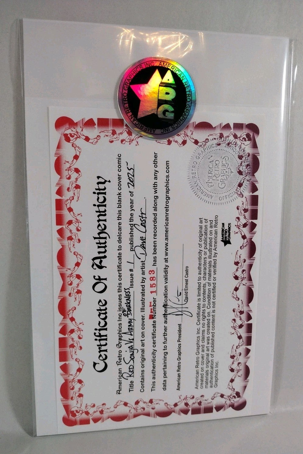 Red Sonja Vs AOD #1 (2025) Dynamite Sketch Variant Comic W Original DCastr Art