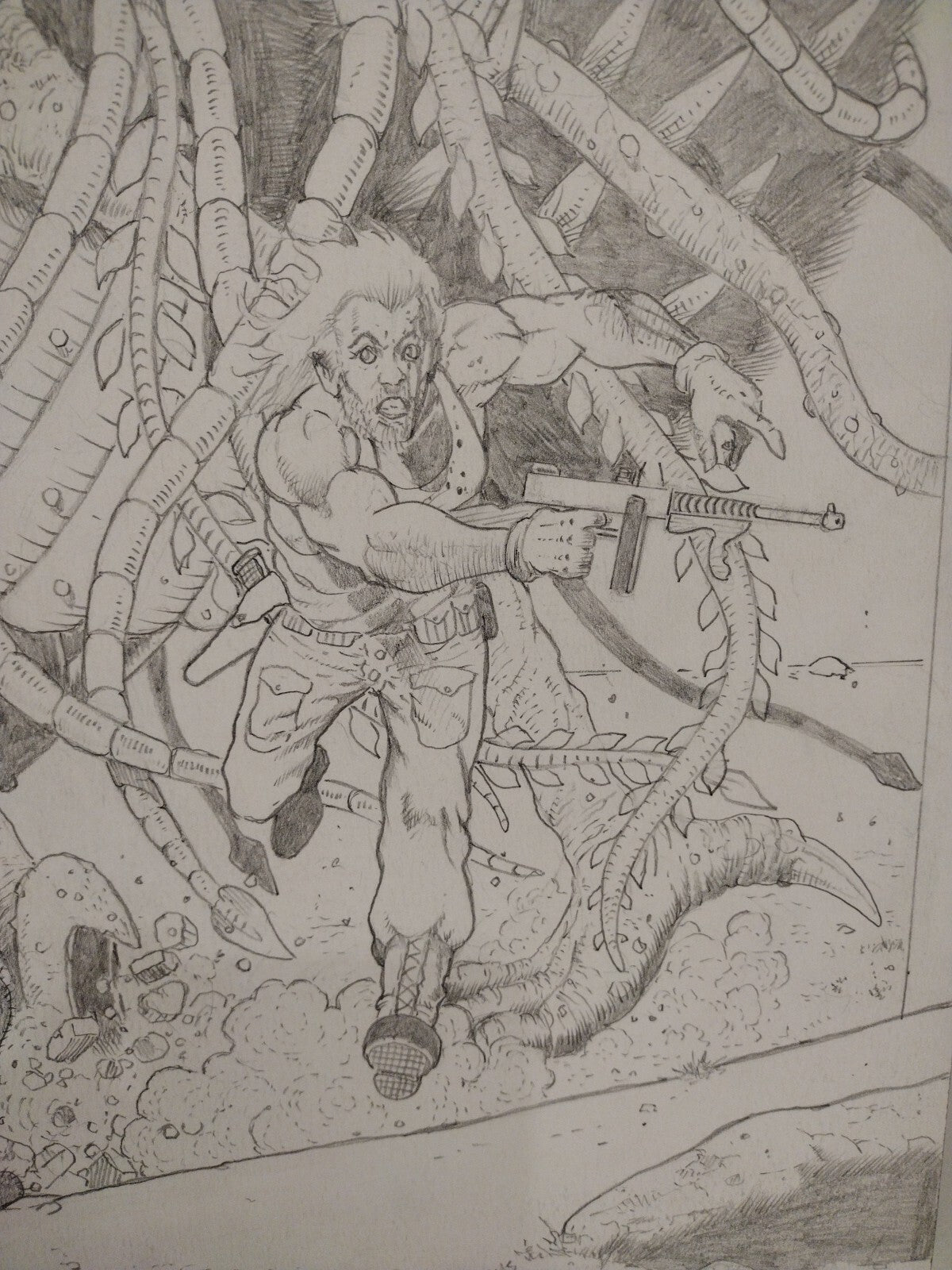 Joe Vigil Original DOG Comic Double Page Pencil Illustration 22 X 17" Signed