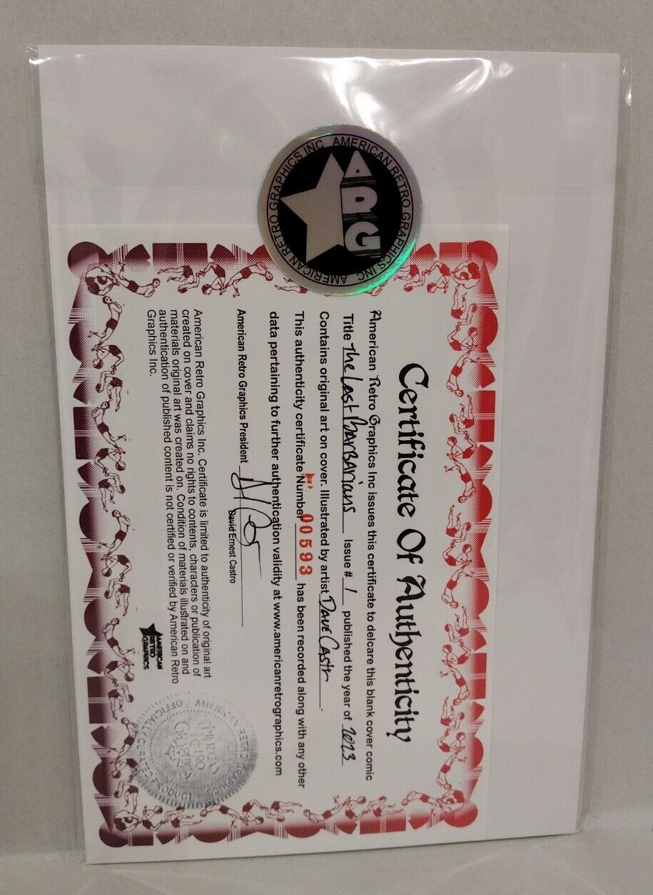 Last Barbarians 1 (2023) Blank Cover Variant Image Comic w Original DCastr Art