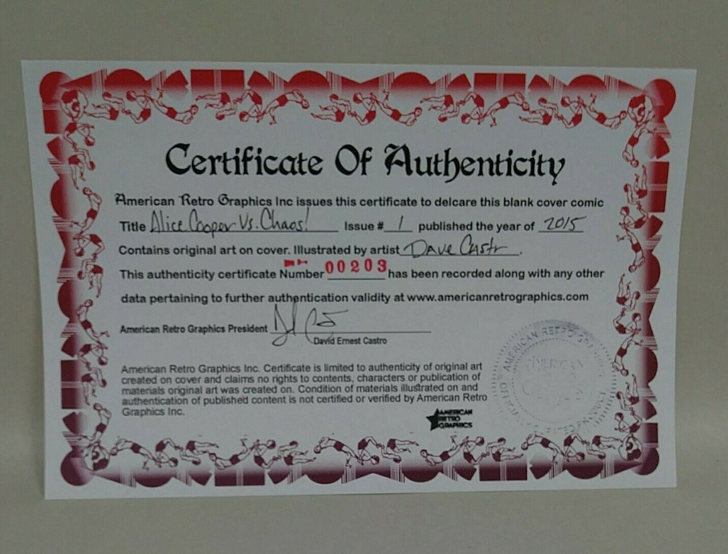 Alice Cooper vs. Chaos! #1 (2015) Blank Cover Variant Comic Original Art