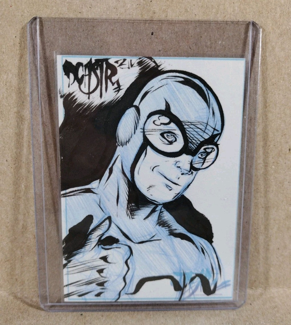 Dave Castr Crusin (2025) OAC Sketch Card W Original DC Comic Bluebeetle Art ACEO