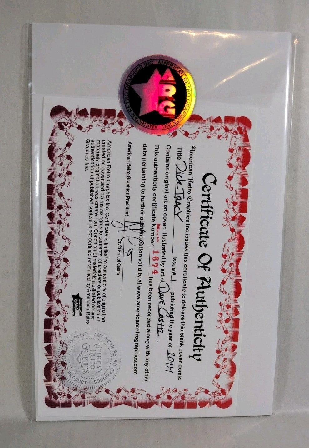 Dick Tracy #1 (2024) Mad Cave Comic Sketch Cover Variant W Original DCastr Art