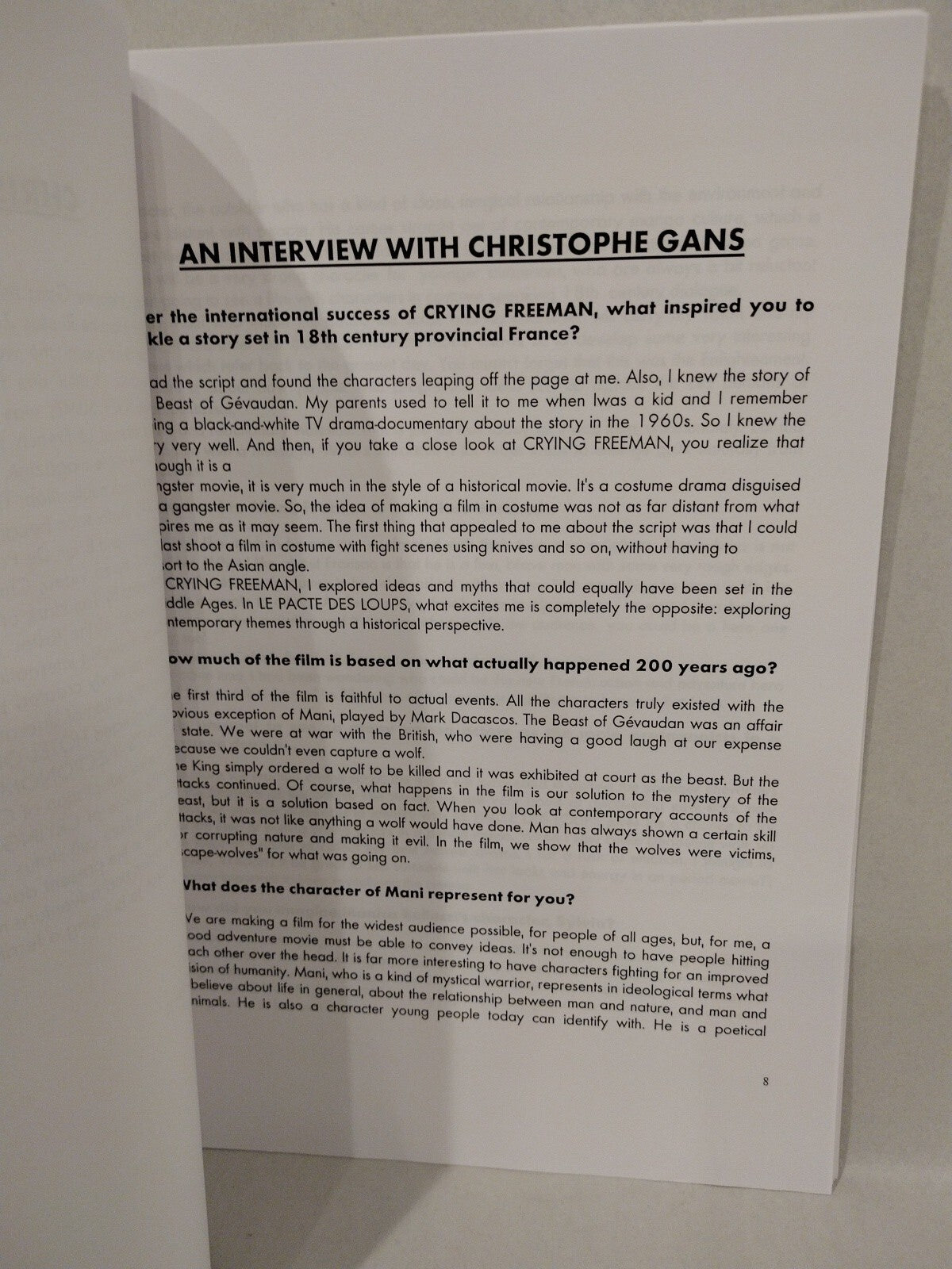 Brotherhood Of The Wolf (2001) Studio Canal Press Release Packet with Folder