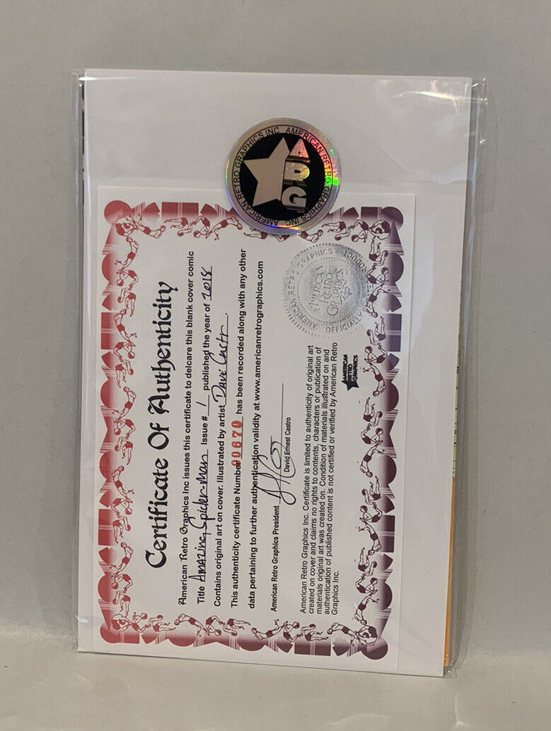 Amazing Spider-Man #1 Blank Sketch Variant Cover Comic W Original Dcastr Art