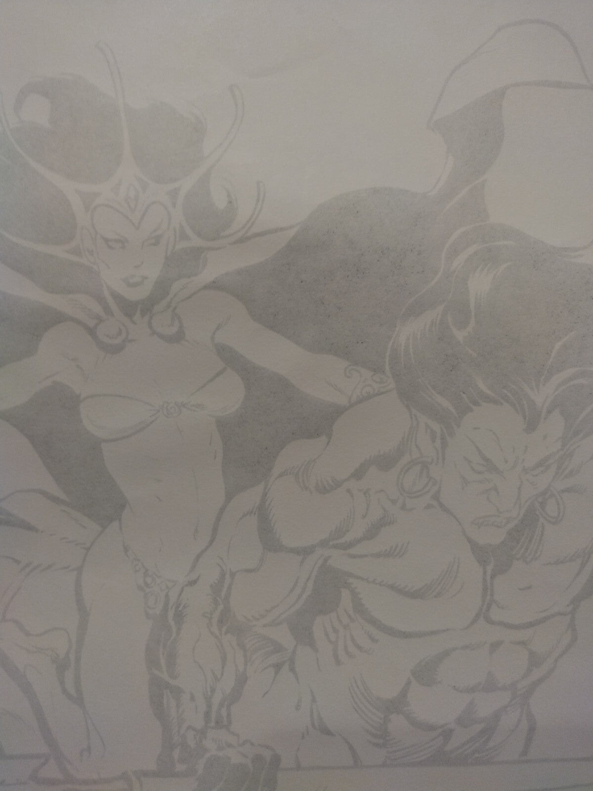 Original Tim Vigil Moon Maid & Centaur Inked Illustration 11 X 14 Signed