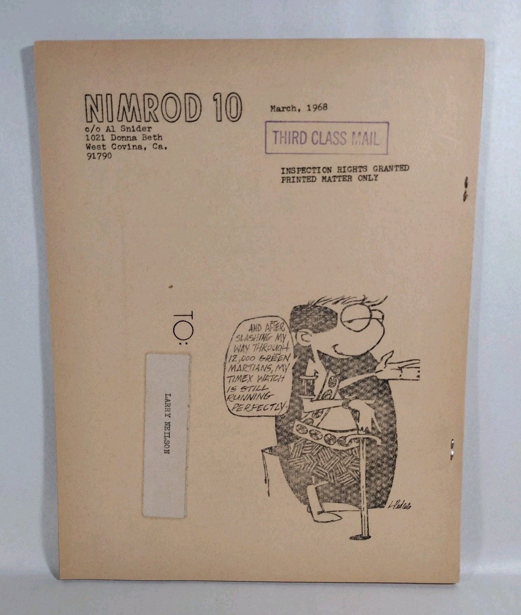 Nimrod #10 (1968) Blackjack Press California Fanzine Jim Keith Cover Art