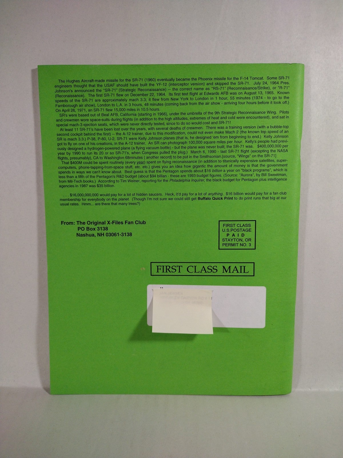 X-Files Second Season Episode Guide Book (1995) Fan Club Exclusive