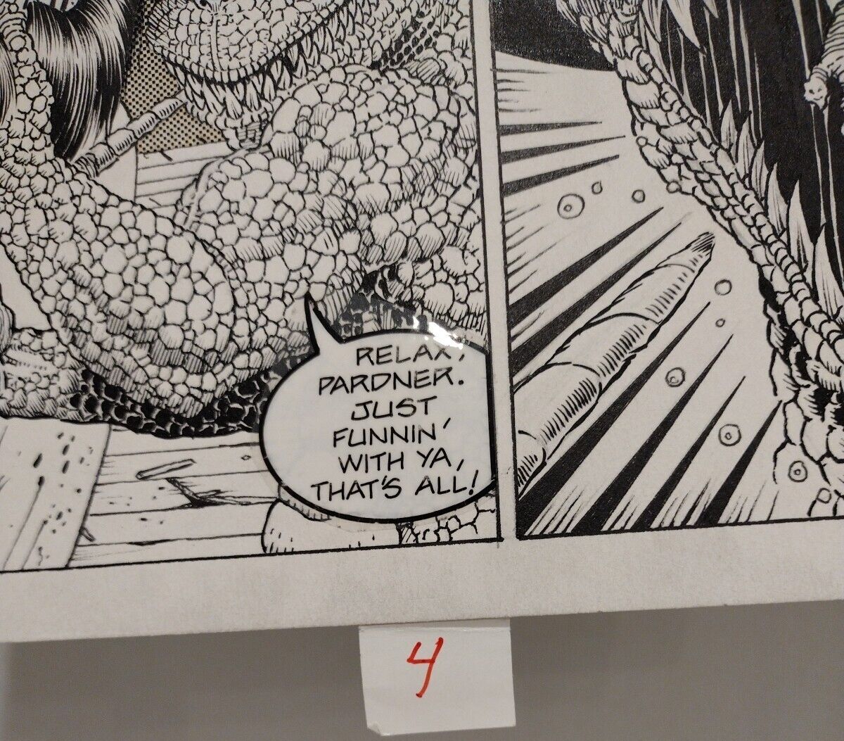 Original Joe Vigil Gunfighters In Hell Comic Art Pg 4 Issue 2 Pasted Letters