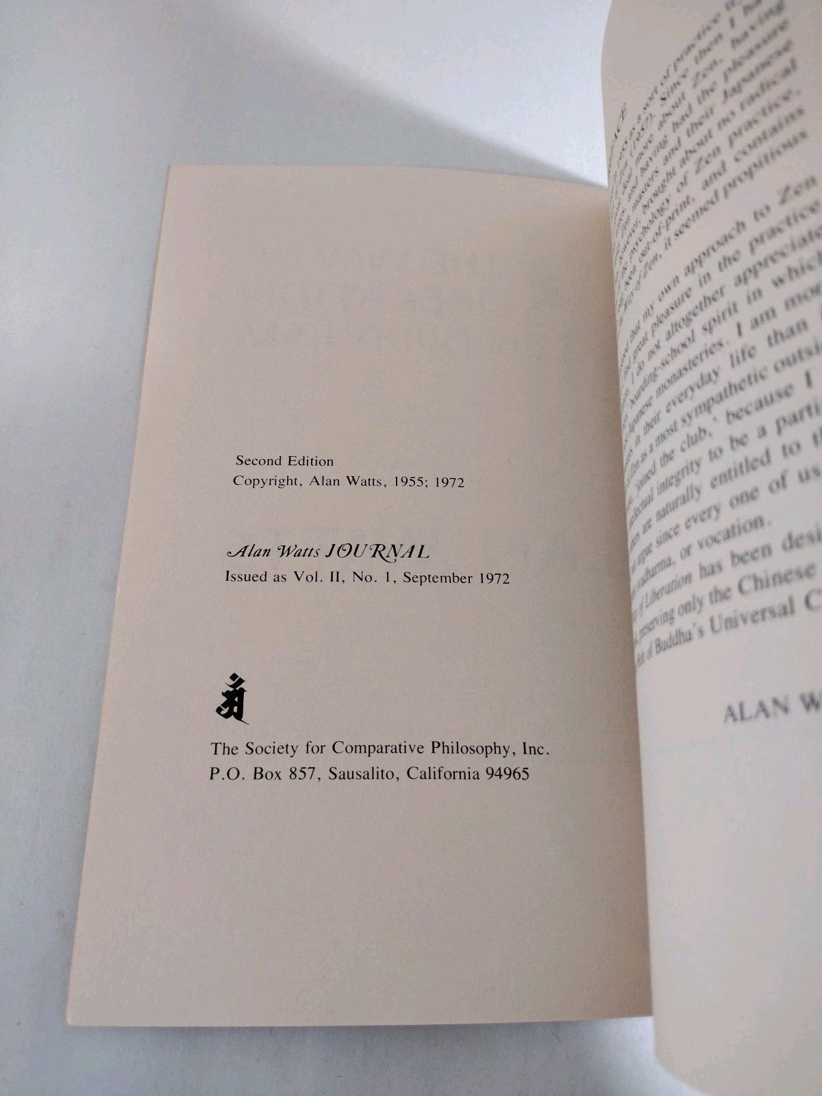 The Way Of Liberation in Zen Buddhism (1972) SCP Inc. 2nd Printing Softcover