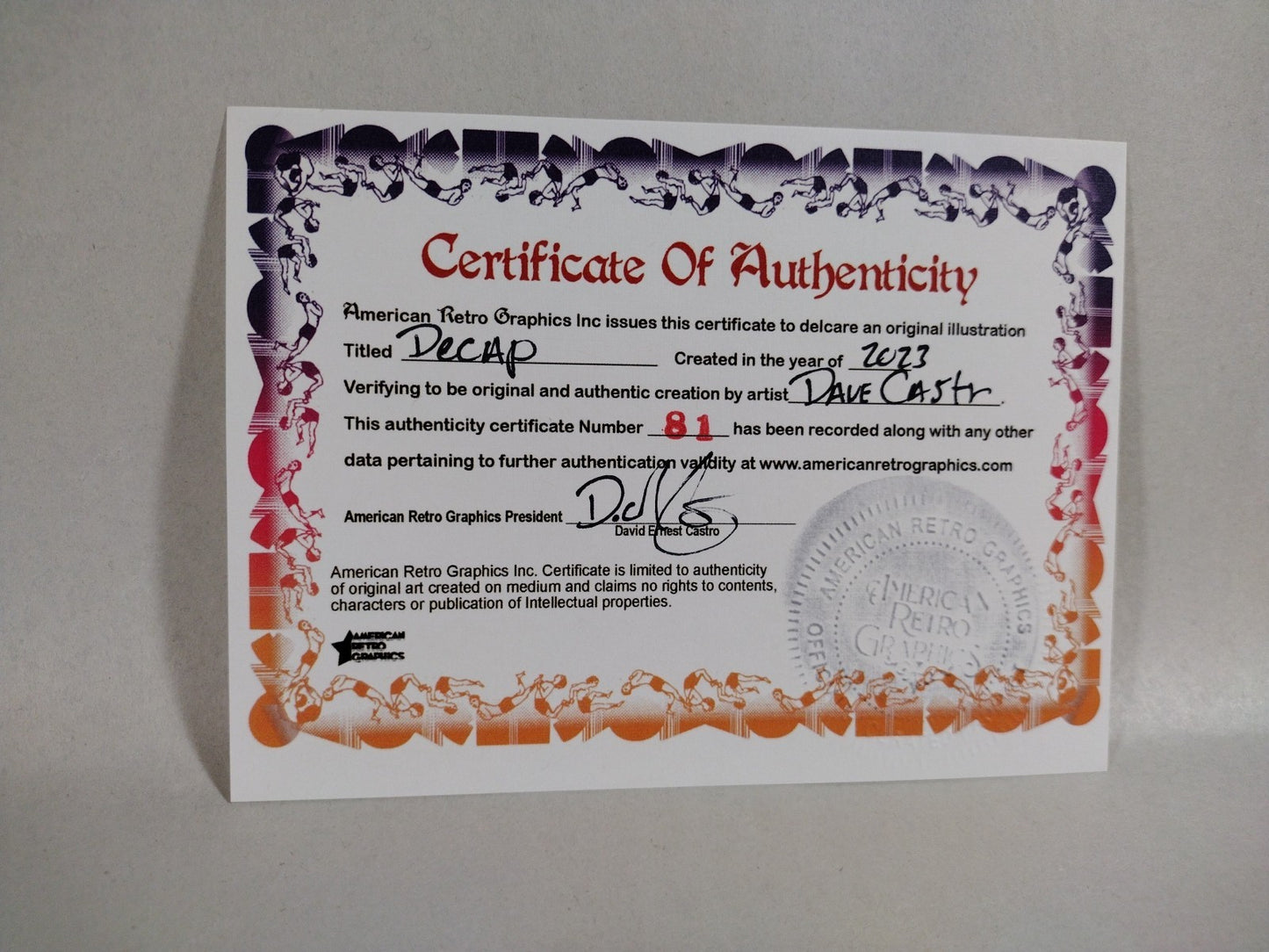 Decap (2023) Original Dave Castr 6 X 8" Inked Drawofn With ARG COA 81