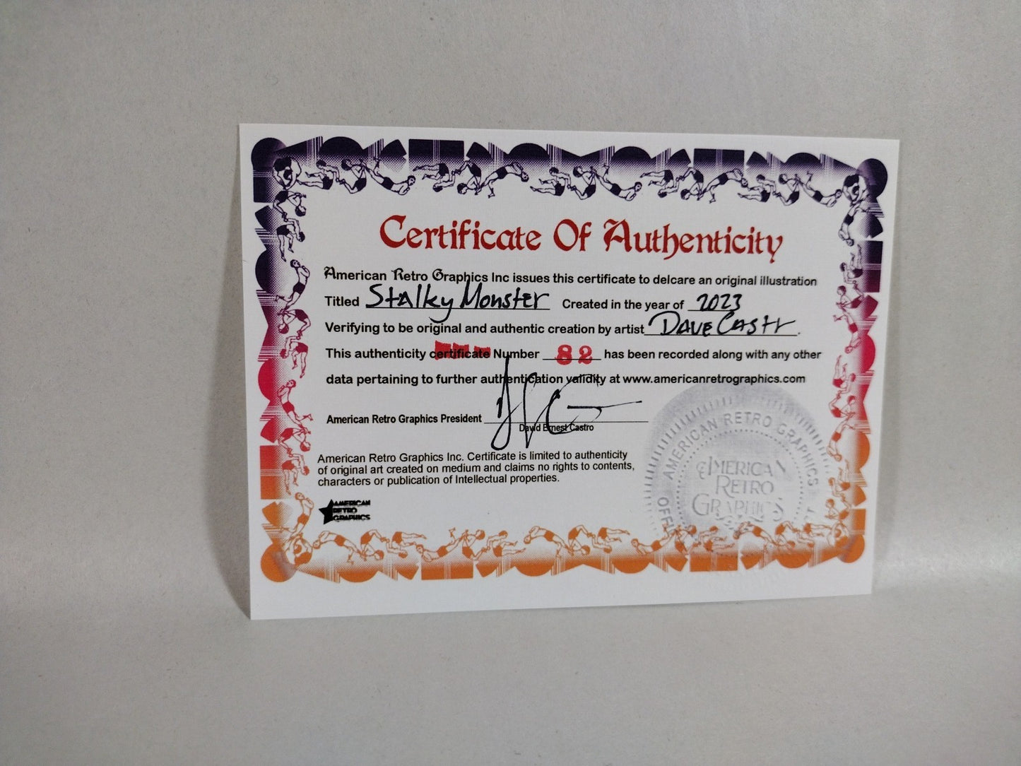 Stalky Monster Original Dave Castr 6 X 8" Comic Illustration Art W ARG COA 82