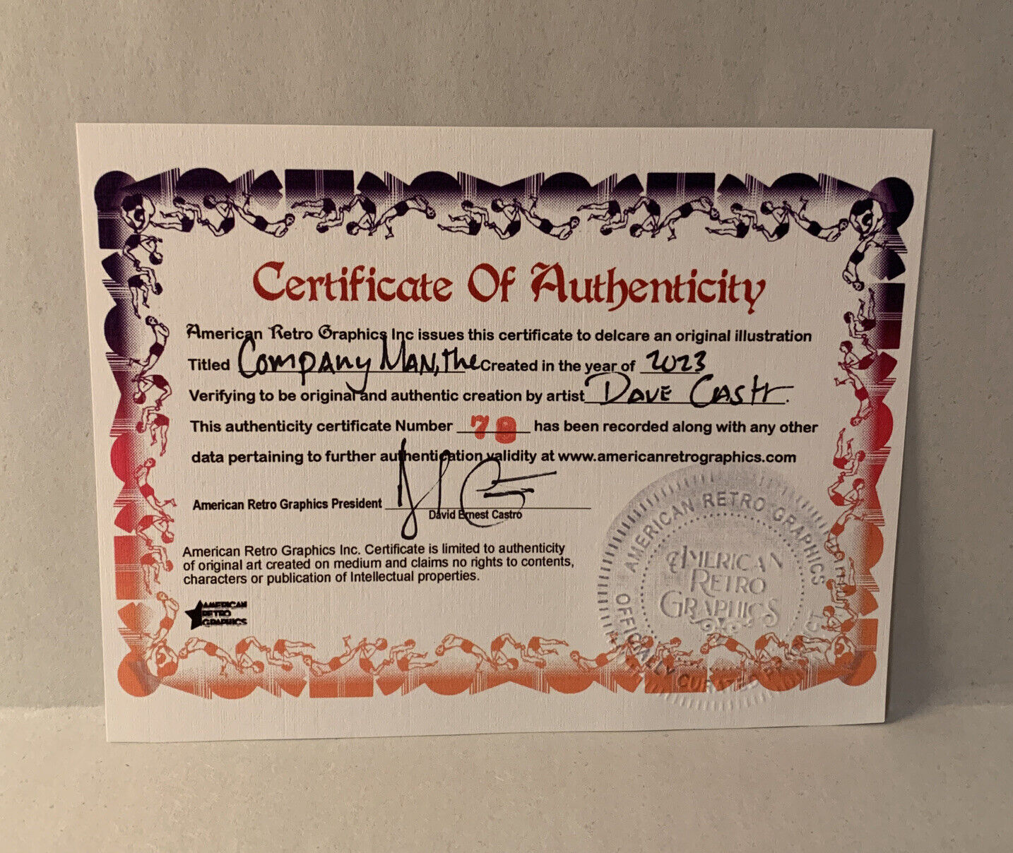 Original Dave Castr The Company Man 5x7" Art Sealed W ARG COA