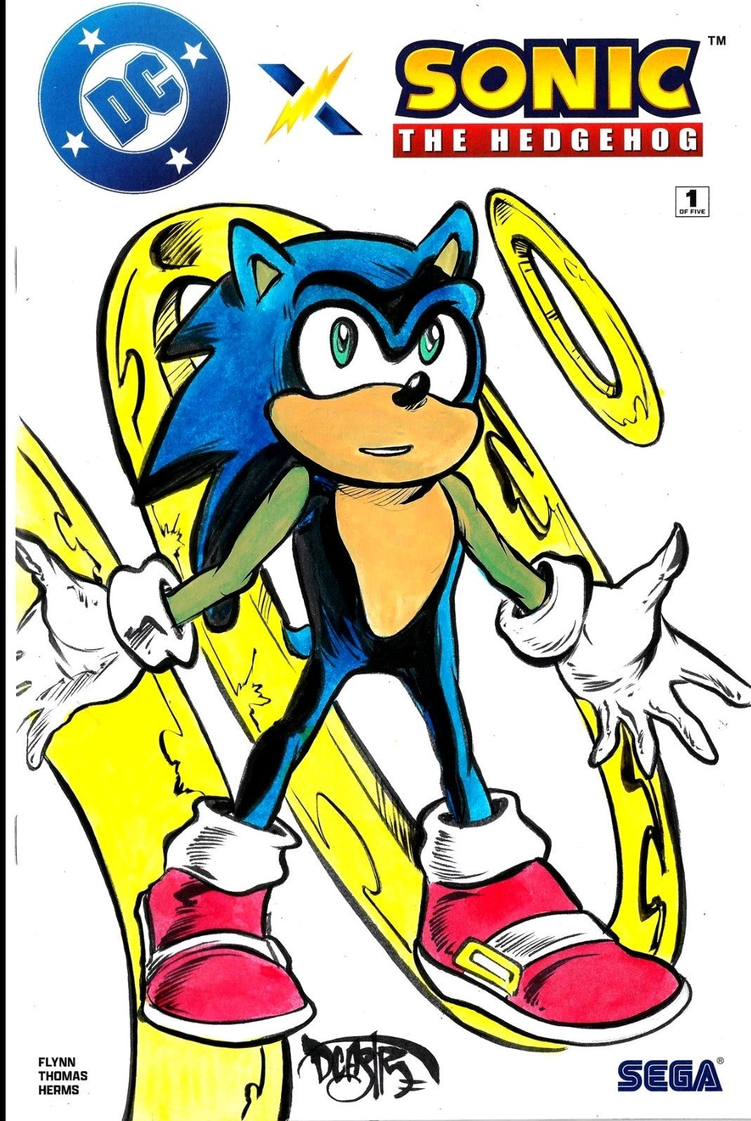 DC x Sonic the Hedgehog 1 DC Sega Sketch Variant Cover W Original