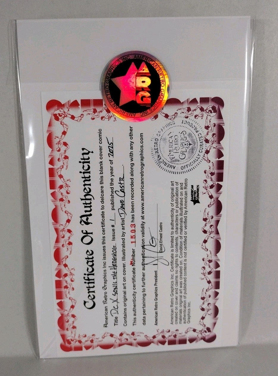 DC x Sonic the Hedgehog 1 DC Sega Sketch Variant Cover W Original Dave Castr Art