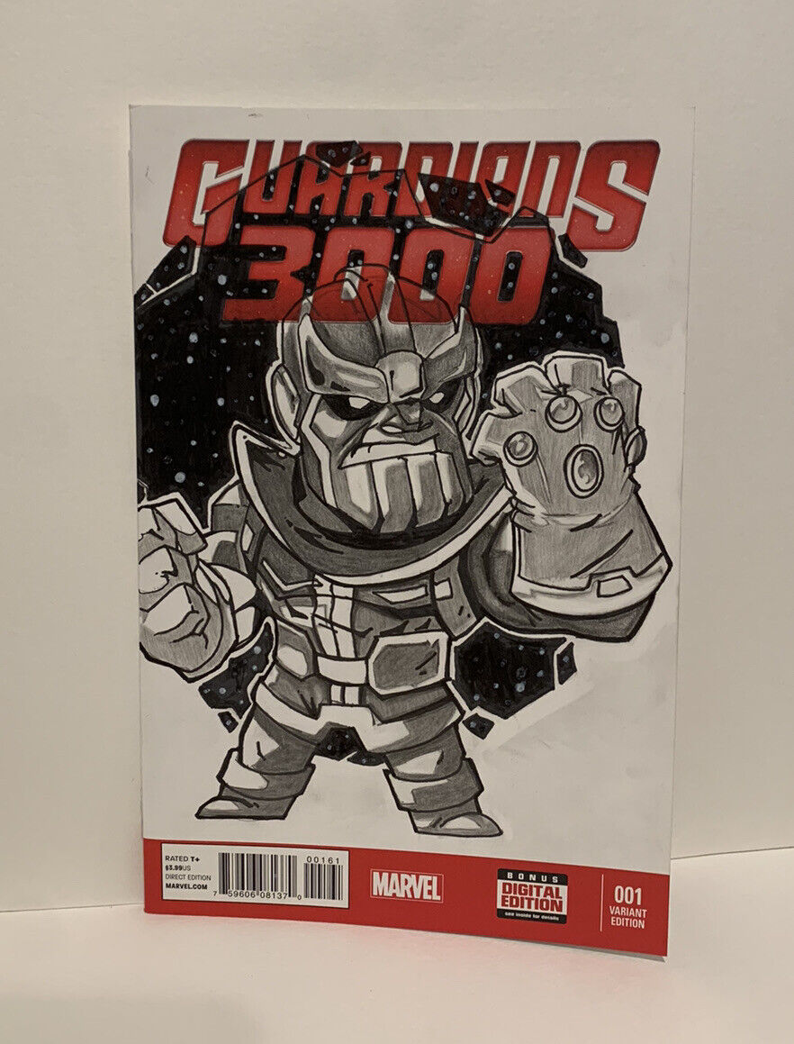 GUARDIANS 3000 #1 Blank sketch Variant Cover Comic 2014W Original Art ABRAHAM RI