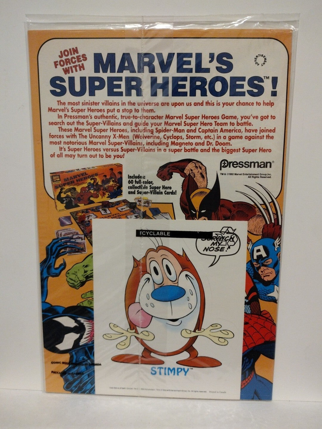 Ren And Stimpy #1 (1992) Marvel Nicktoons Comic Sealed W Card Stand