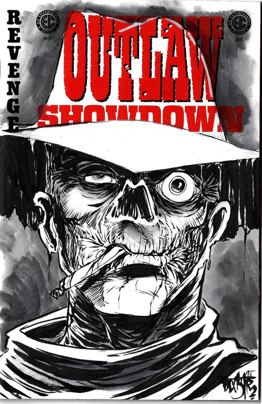 Outlaw Showdown #1 (2025) EC Comic Sketch Variant Cvr W Original Dave Castr Art