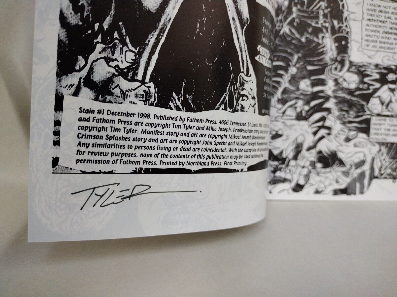 Stain (1998) Fathom Press Signed Limited Edition Comic Lot Set #1 2 0 Tim Tyler 