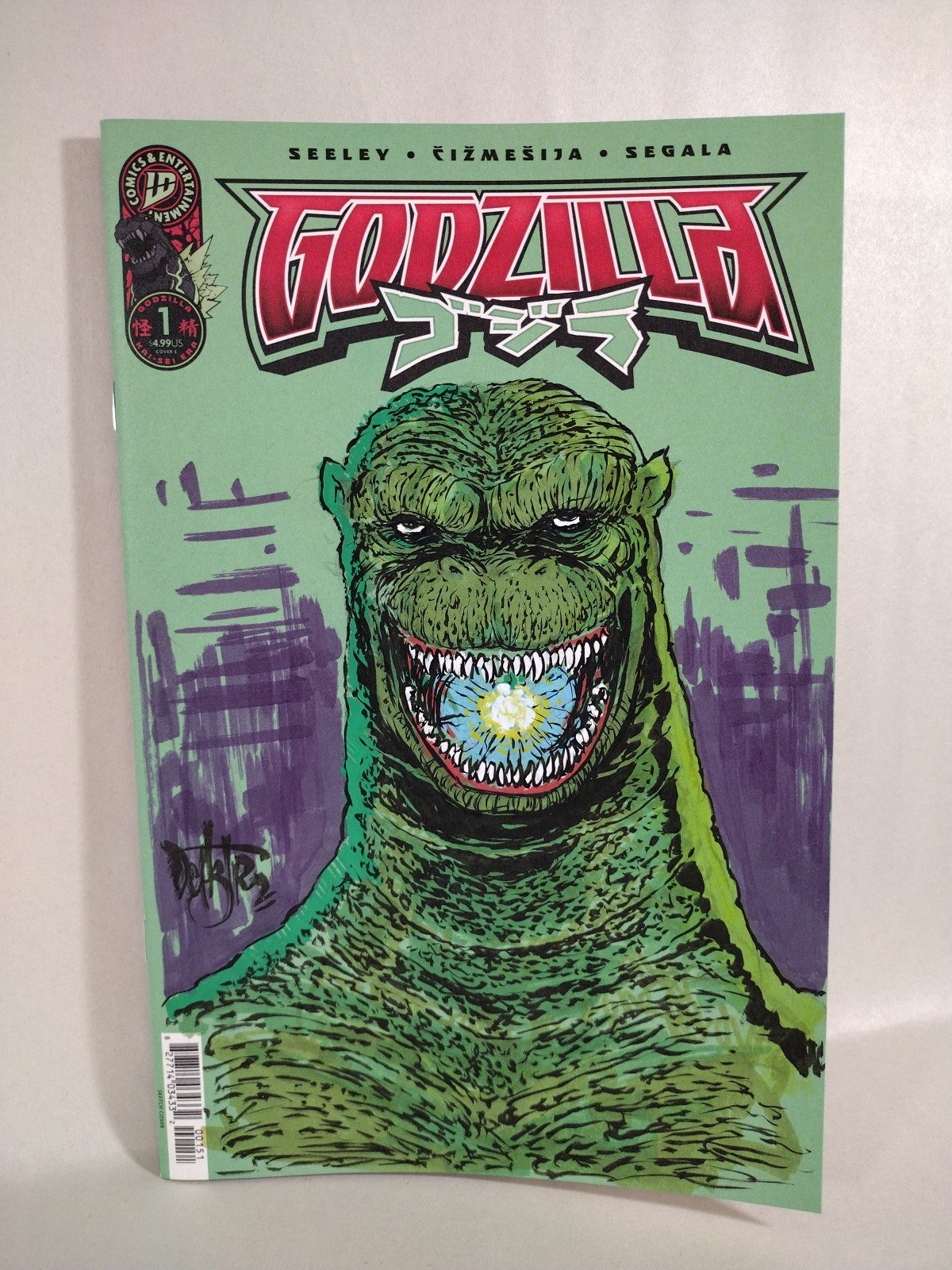 Godzilla #1 (2025) IDW Sketch Cover Variant Comic W Original Dave Castr Art