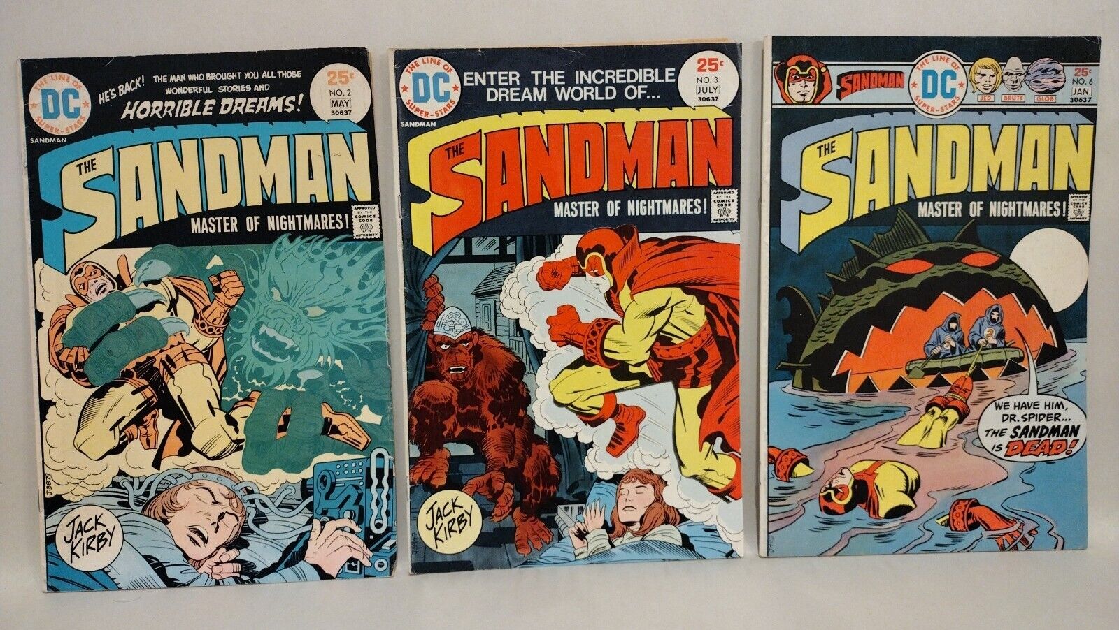 Sandman (1975) DC Jack Kirby Comic Lot Set #2 3 6 Reader Copies