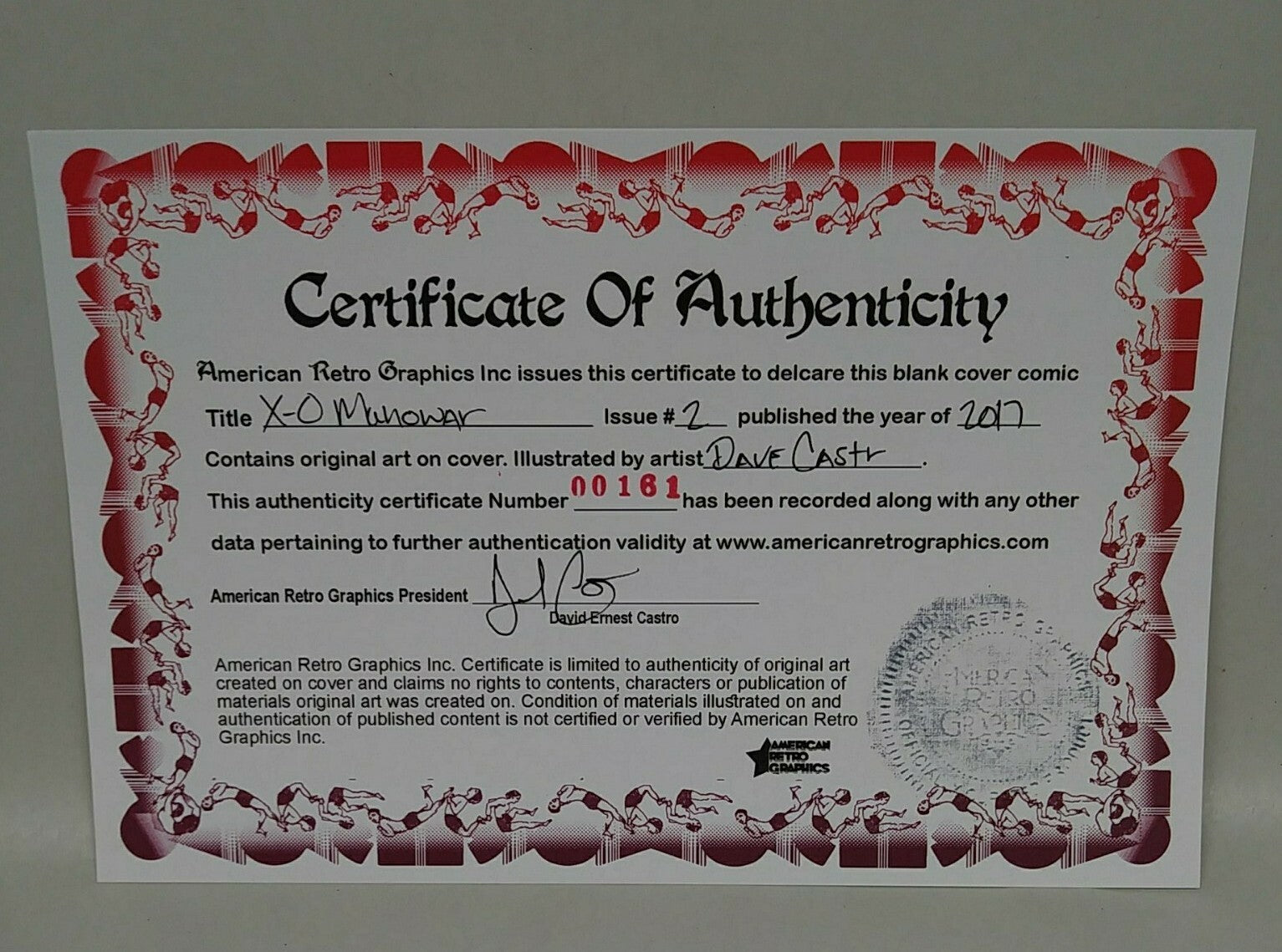 X-O Manwar #2 Valiant 2017 Sketch Cover Variant Comic W Original Dave Castr Art