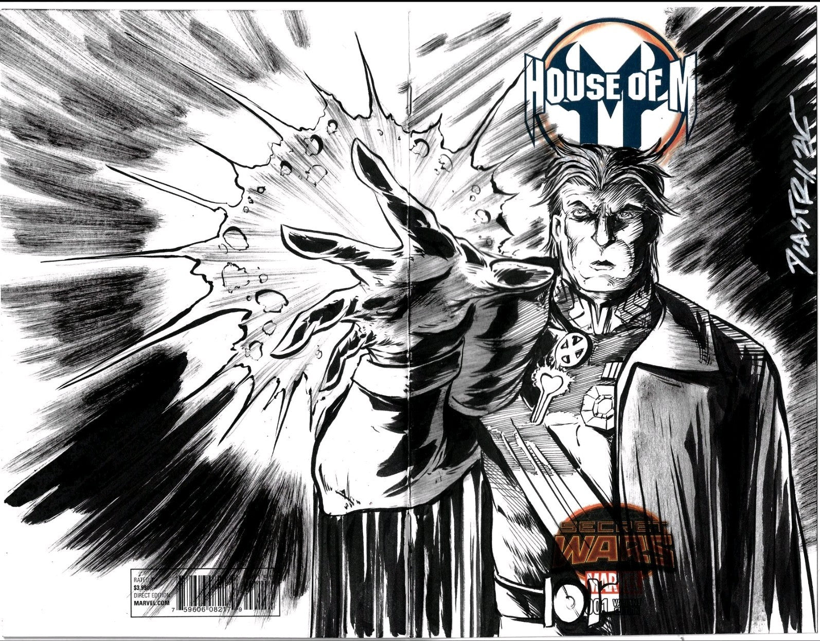 House of M #1 (2015) Marvel Secret Wars Sketch Cover Variant Original DCastr Art