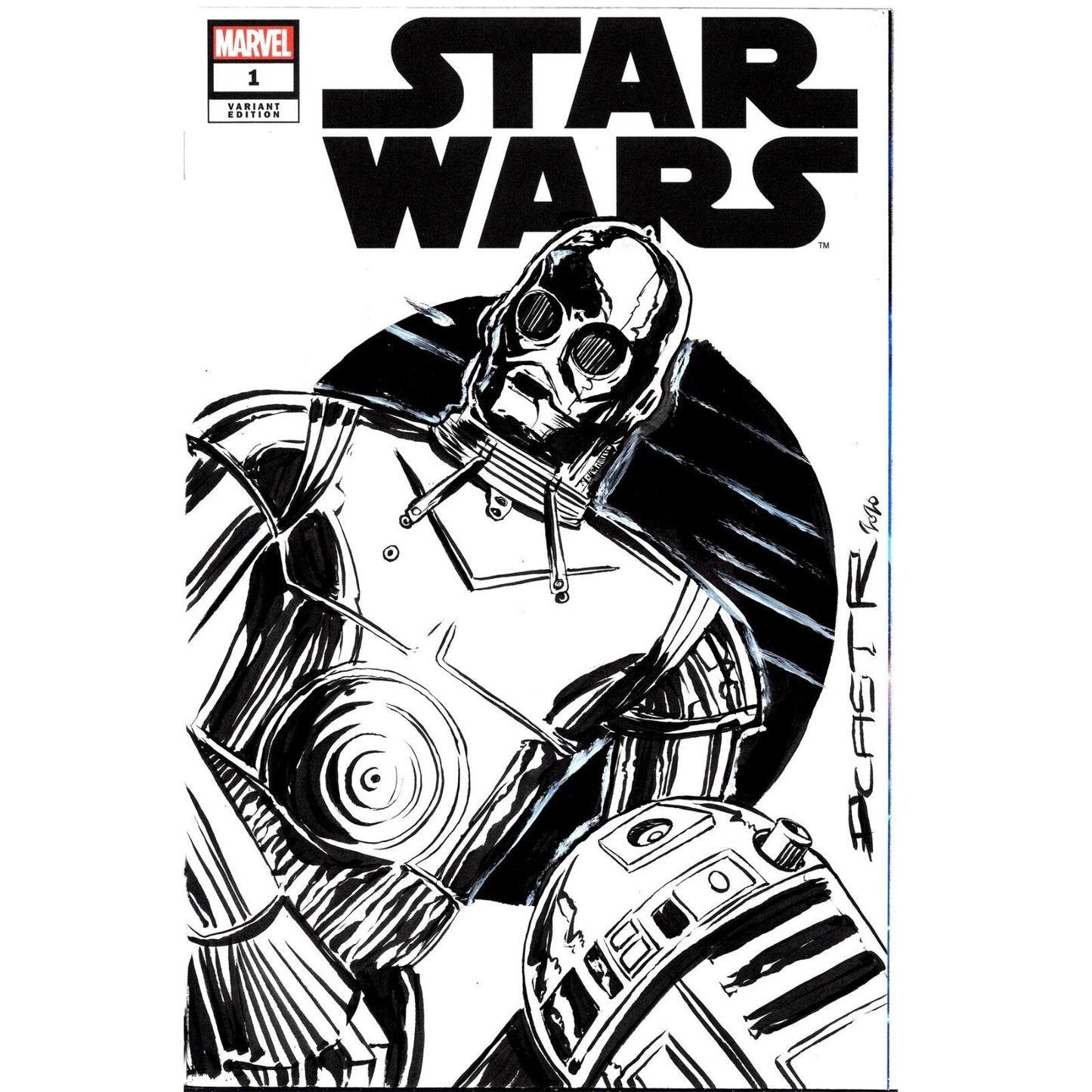 Star Wars 1 (2020) Blank Cover Variant W Original C-3PO & R2D2 Dave Castr Art