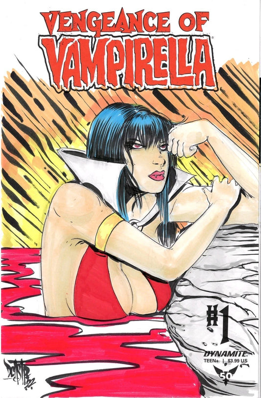 Vengeance Of Vampirella #1 (2019) Dynamite Sketch Cover W Original DCastr Art