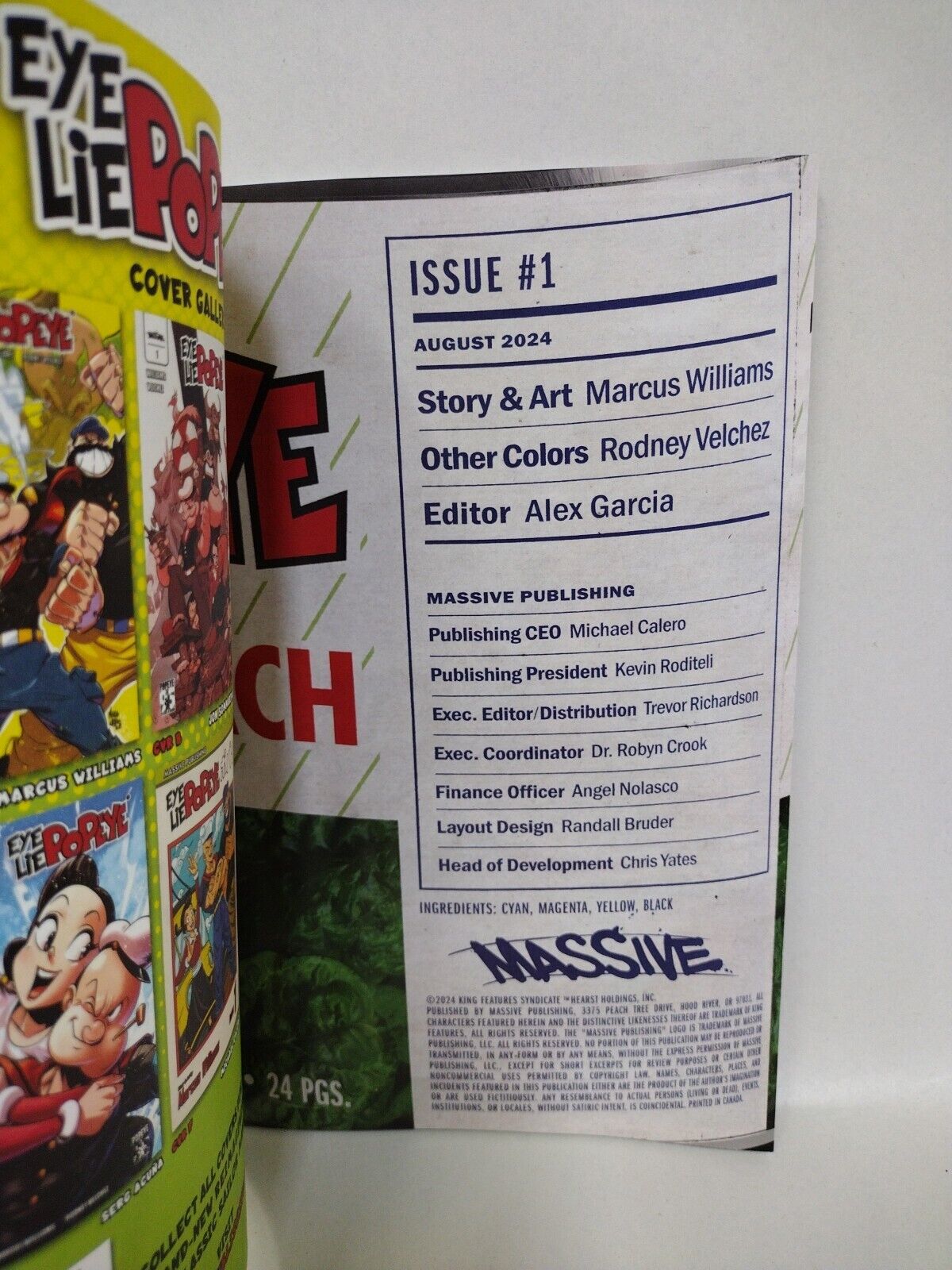 Popeye Eye Lie #1 (2024) Massive Sketch Variant Comic W Original Art