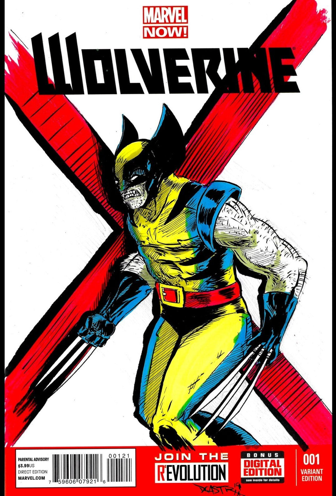 WOLVERINE #1 (2013) Marvel Sketch Variant Cover Comic w Original Dave Castr Art