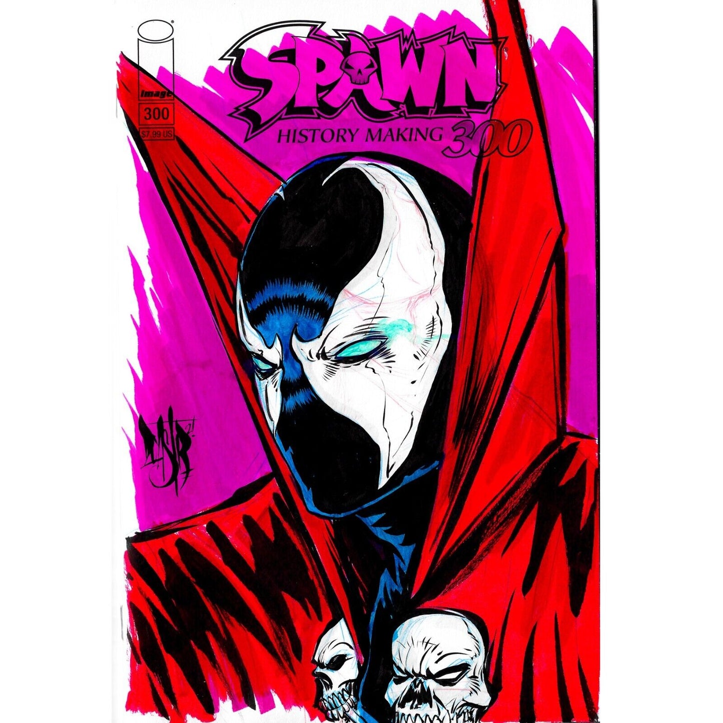 Spawn 300 (2021) Image Blank Sketch Cover Comic W Original Art DCastr 