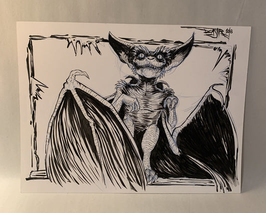 Dave Castr " Bat Gremlin " 9x 12" Original Electric Bear Comic Art  W ARG COA 60
