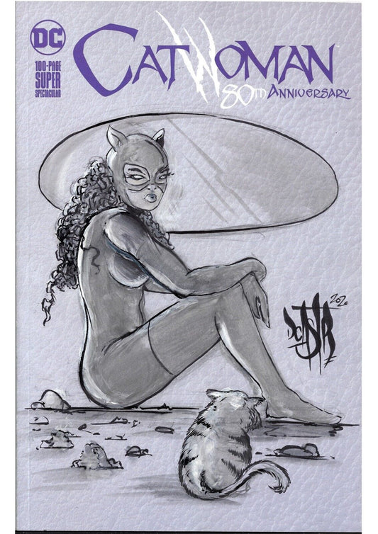 Catwoman 80th Anniversary (2020) Sketch Variant Cover W Original Dave Castr Art