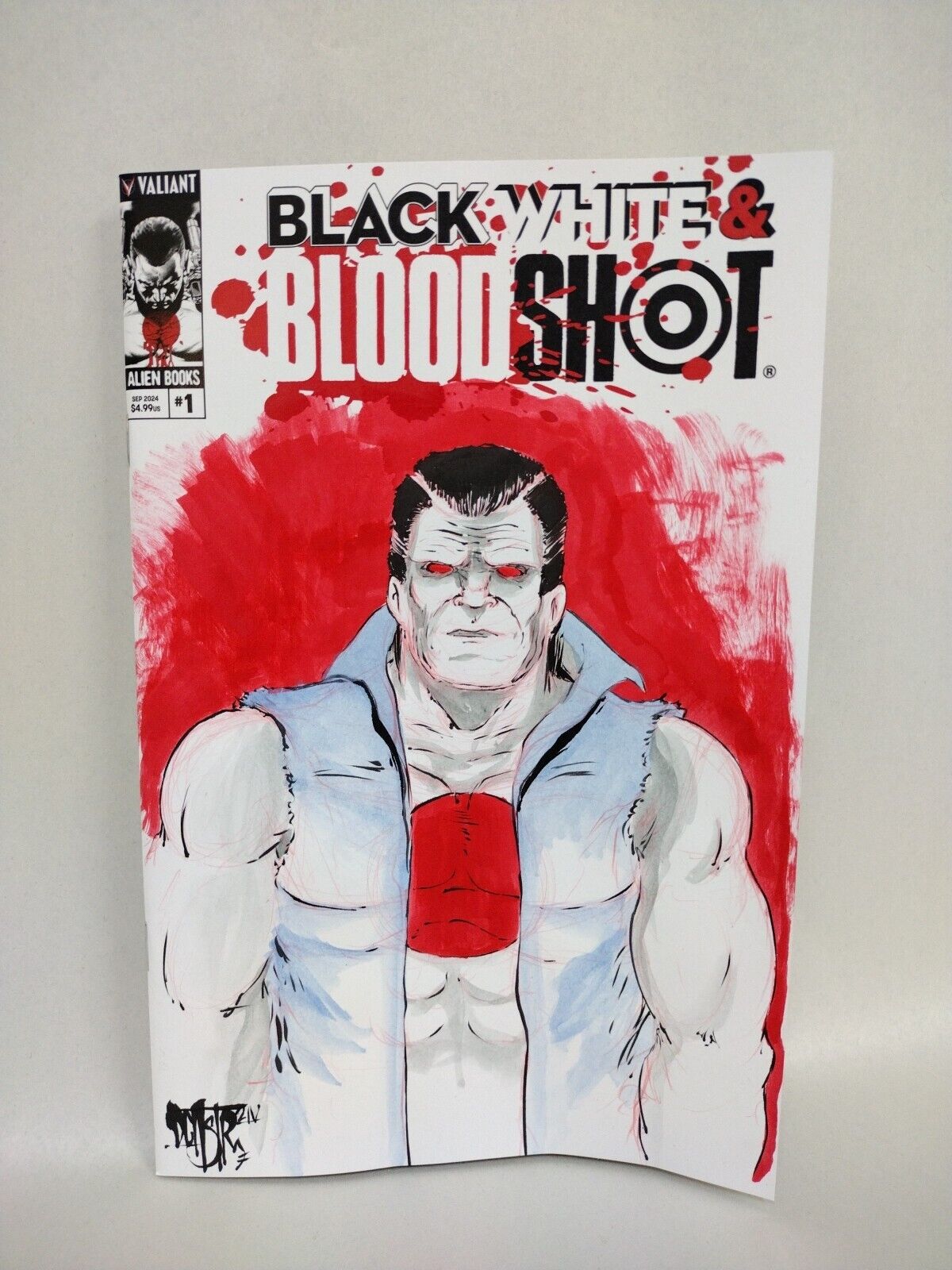 Black White & Bloodshot #1 Valiant Alien Comic Sketch Var W Original DCastr Art