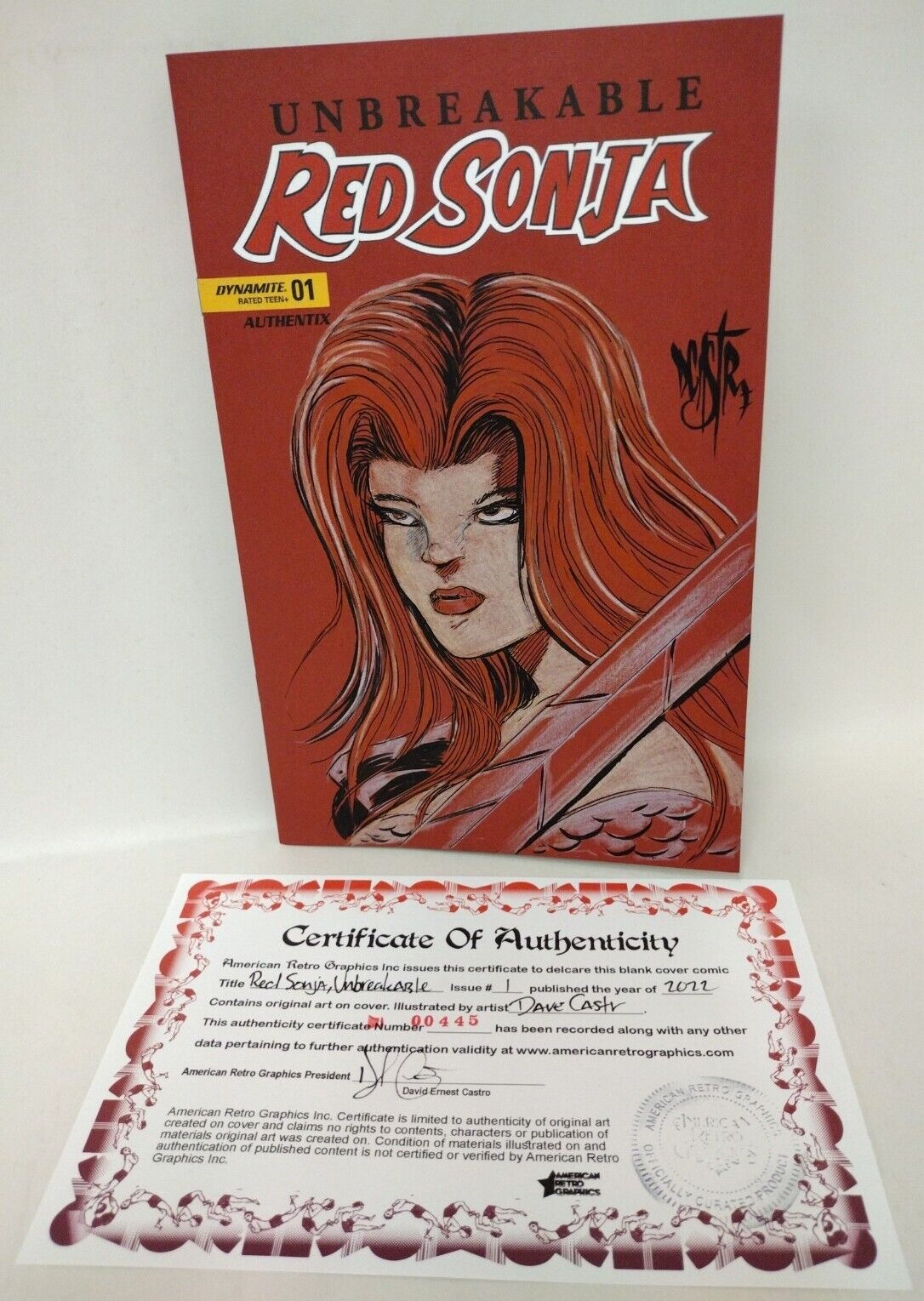 Unbreakable Red Sonja 1 (2022) Blank Variant Comic W Original Art ARG COA 445