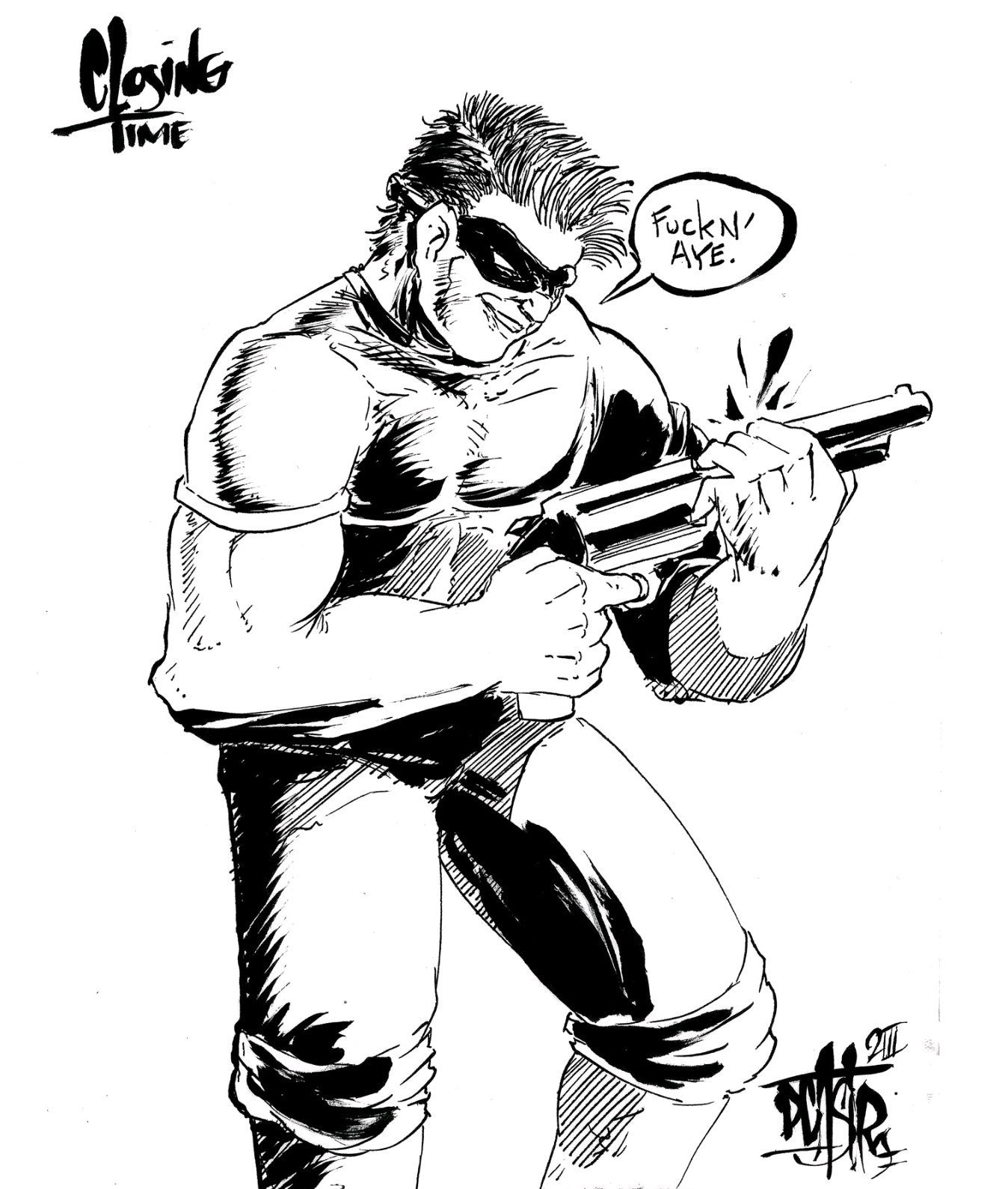 Closing Time Burglar (2023) 8 X 6" Original Dave Castr Illustration Art W COA