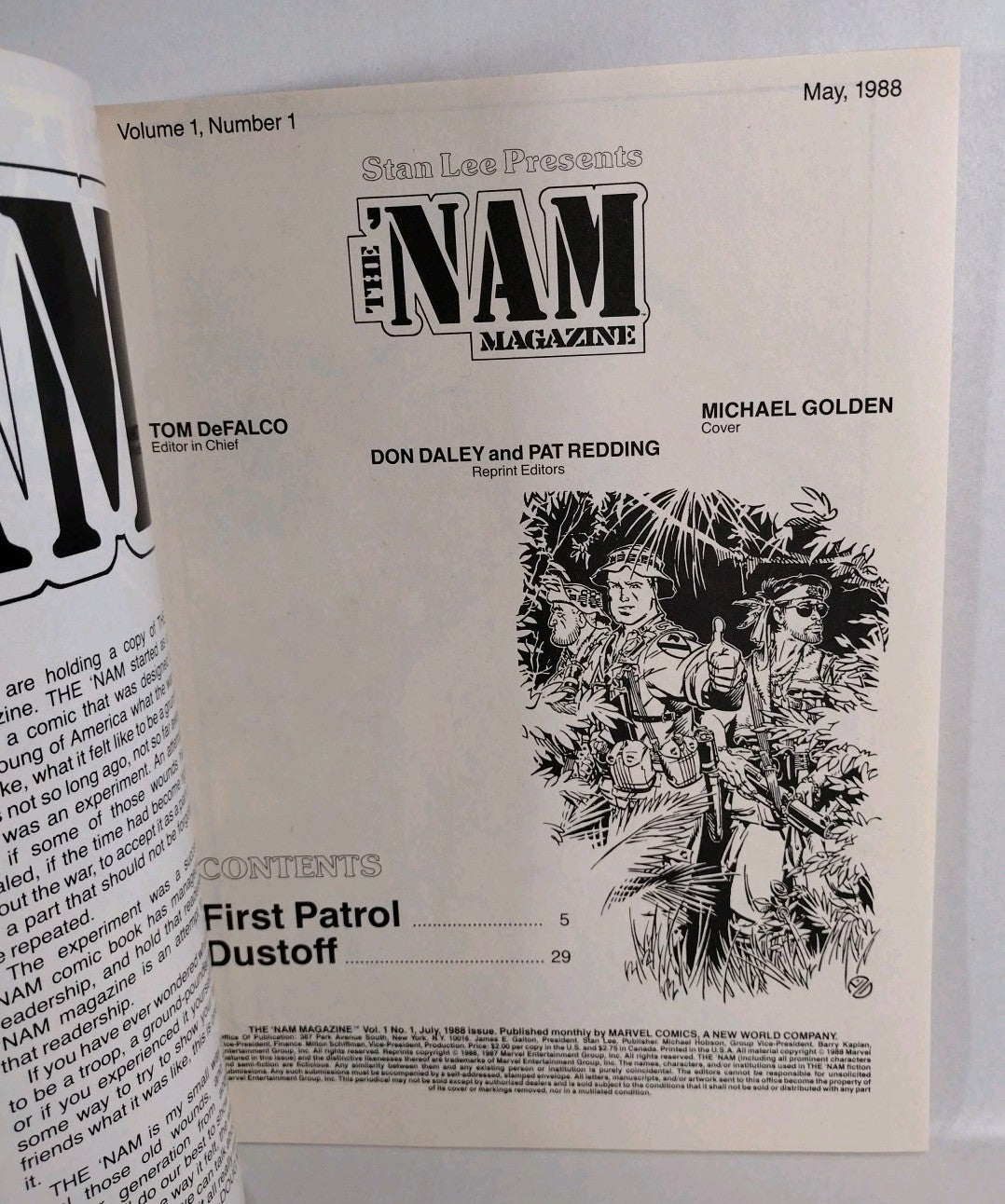 The NAM Magazine (1988) Marvel Comic Lot Set #1 2 3 4 5 Michael Golden FN