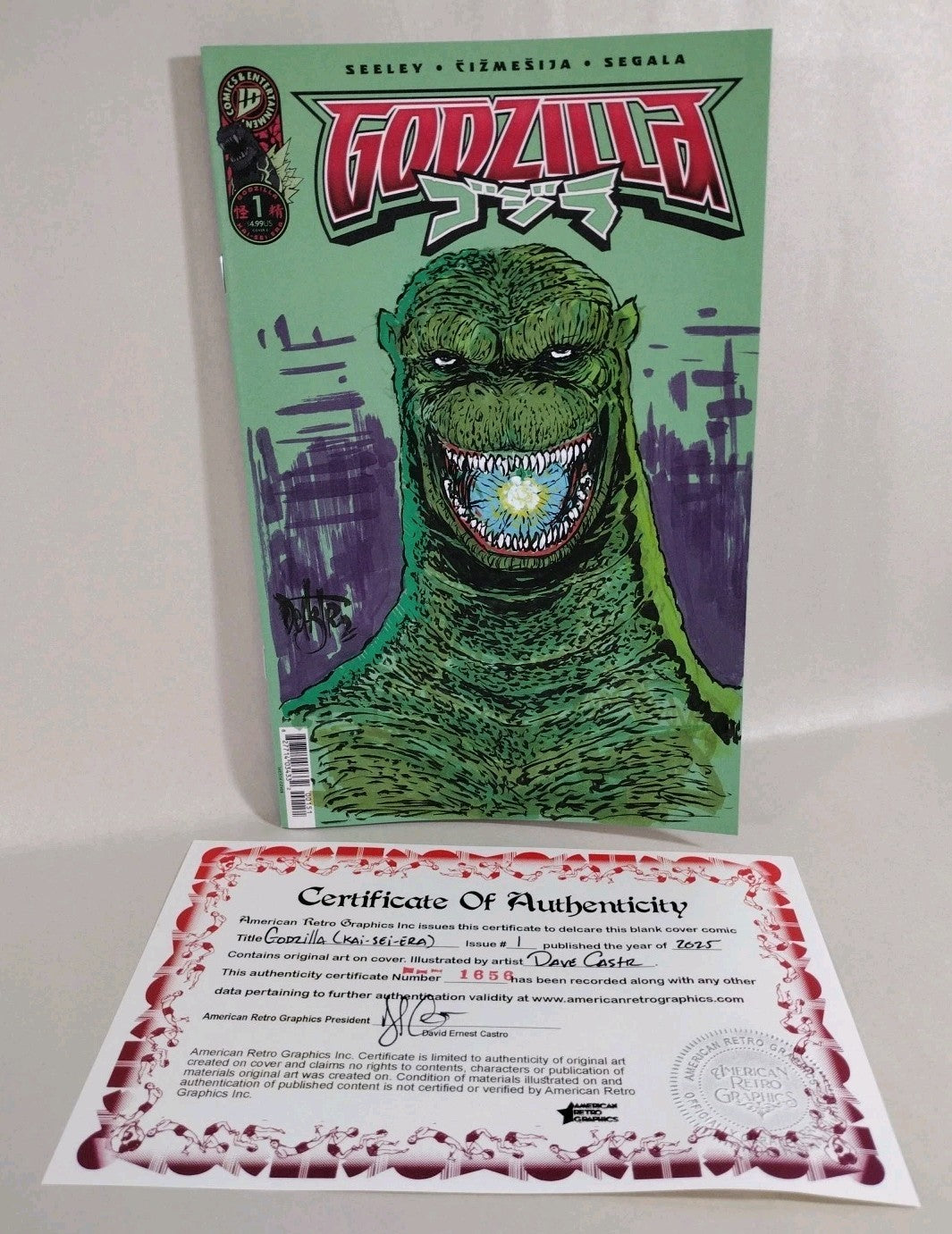 Godzilla #1 (2025) IDW Sketch Cover Variant Comic W Original Dave Castr Art