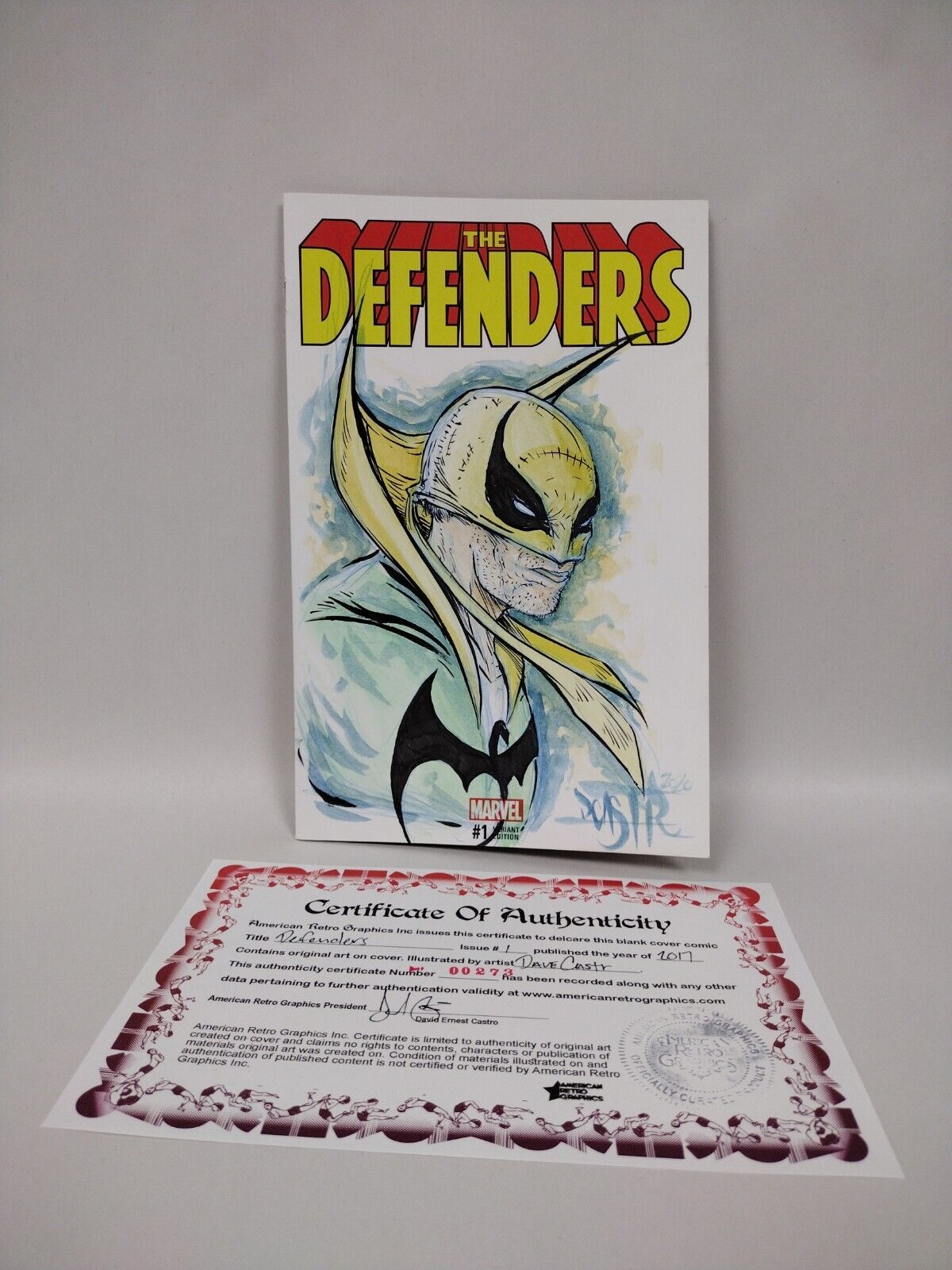 The Defenders #1, 2017 Blank Cover Comic Original Iron Fist Head/Bust DCastr Art