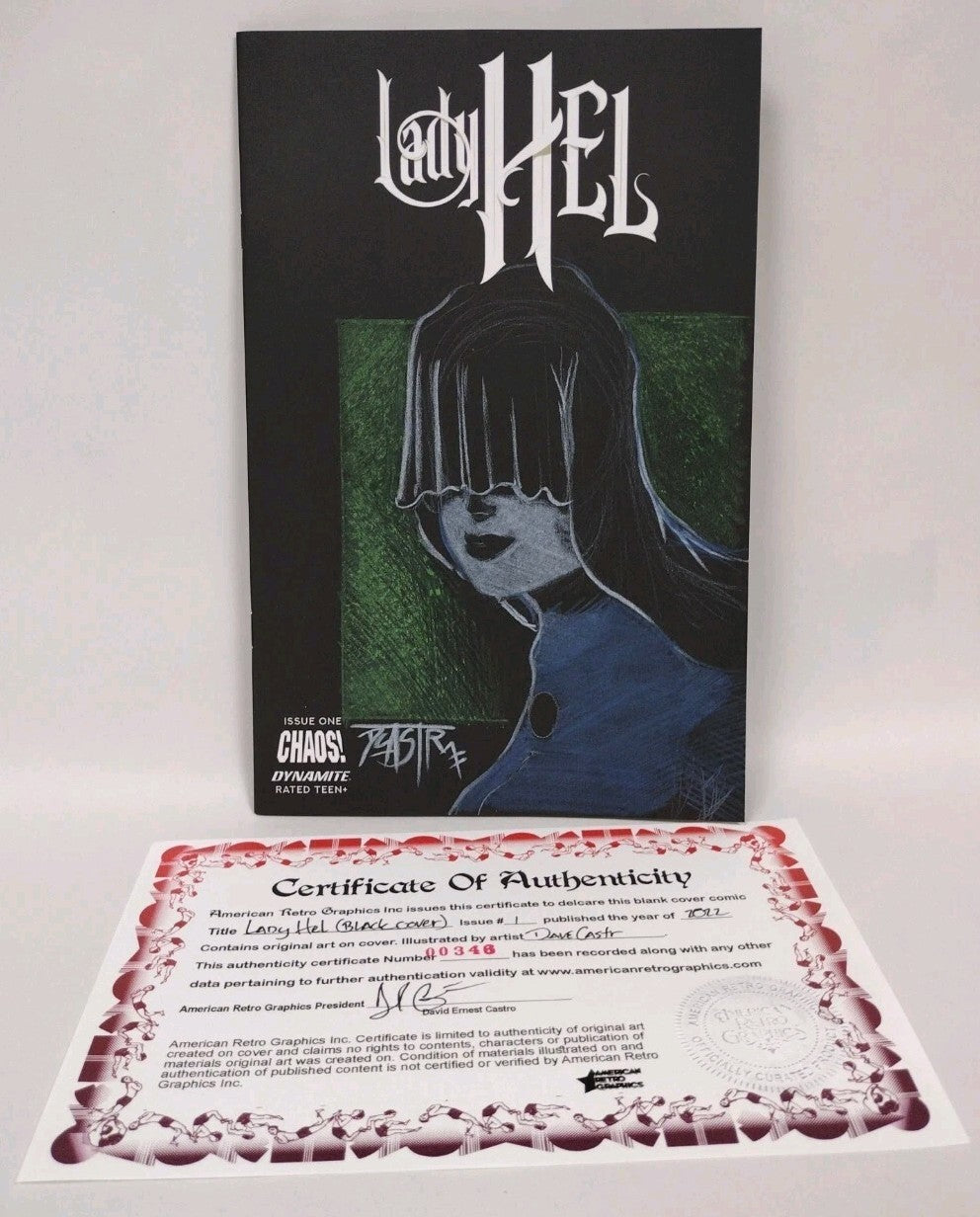 Lady Hel #1 (2022) Dynamite Black Sketch Cover Comic w Original Art Dave Castr