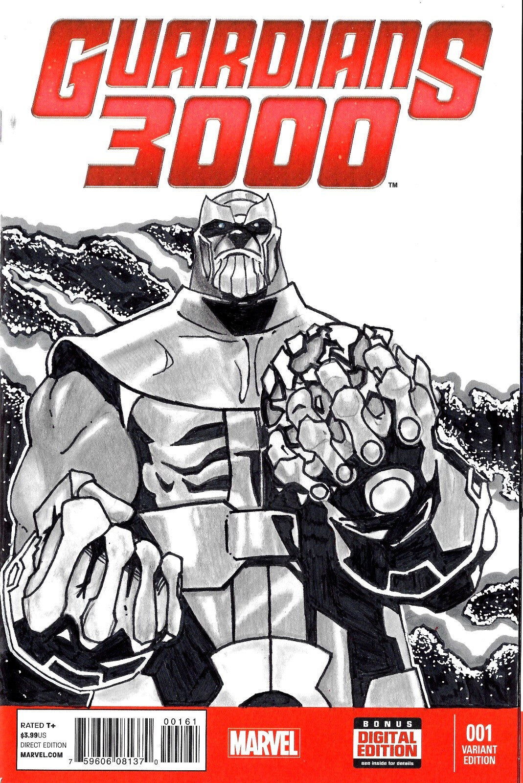Abraham Rios GUARDIANS 3000 #1 Blank Variant Cover Comic 2014 W Original Art ABRAHA ...